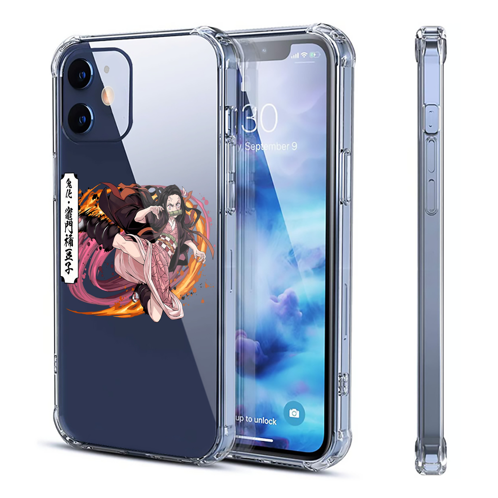 （画像用） 鬼滅の刃（きめつのやいば）竈門 禰󠄀豆子／かまど ねずこ Kamado Nezuko 【iPhone 12シリーズ対応】透明スマホケース（クリアソフトケース）